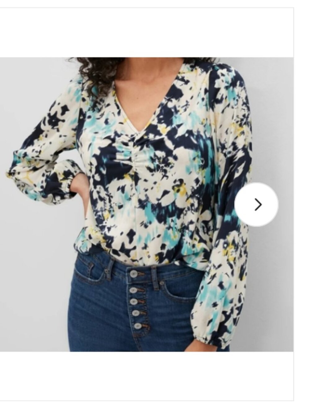 Banana Republic Pullover V-neck Long-sleeved Floral Blouse Sz M NWT